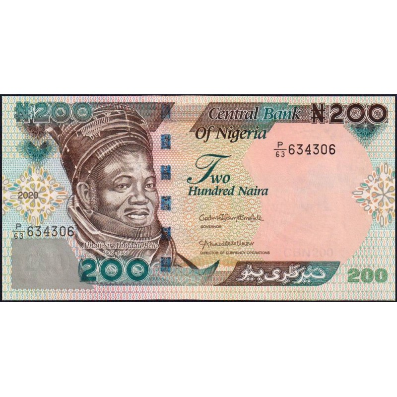 Nigéria - Pick 29t - 200 naira - Série P/63 - 2020 - Etat : NEUF