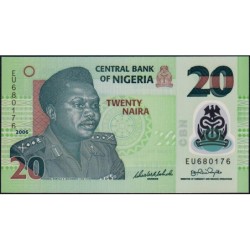 Nigéria - Pick 34a_1 - 20 naira - Série EU - 2006 - Polymère - Etat : NEUF