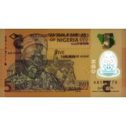 Nigéria - Pick 38a - 5 naira - Série KB - 2009 - Polymère - Etat : NEUF