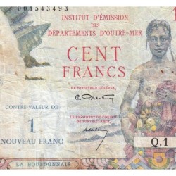 Antilles Françaises - Pick 1 - 1 nouv. franc sur 100 francs - Série Q.1 - 1960 - Etat : B+ à TB-