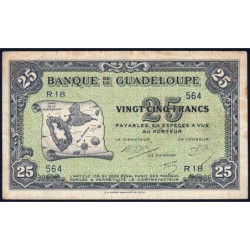 Guadeloupe - Pick 22b - 25 francs - Série R 18 - 1944 - Etat : TB+ à TTB