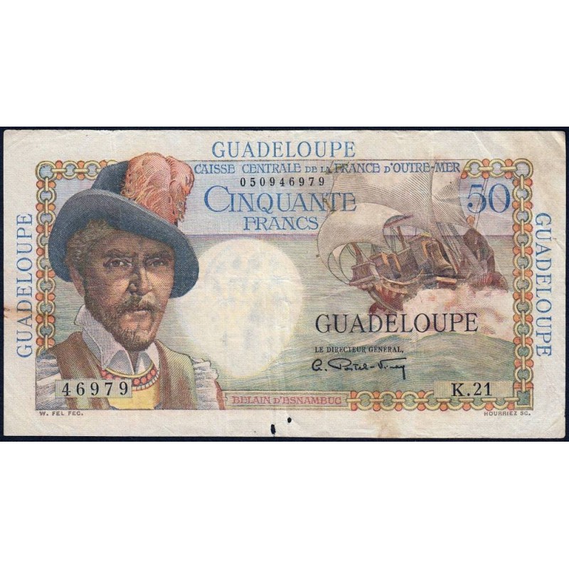 Guadeloupe - Pick 34 - 50 francs - Série K.21 - 1946 - Etat : TTB-