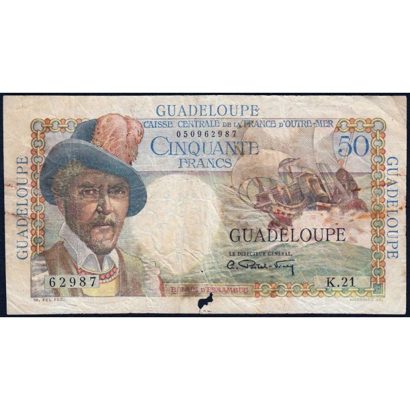 Guadeloupe - Pick 34 - 50 francs - Série K.21 - 1946 - Etat : TB-