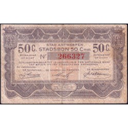 Belgique - Anvers - AN146 - 50 centimes - 1915 - Etat : TB+