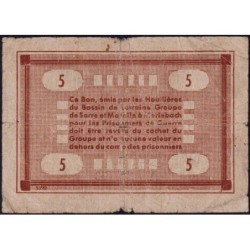 57 - Merlebach - Kolsky 57.18 - 5 francs - Sans série - Prisonniers de guerre - 1945 - Etat : B+ à TB-