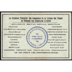 88 - Pirot 74 - Senones - 1 franc - Série 1 - 14/08/1916 - Etat : SUP