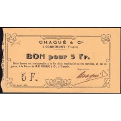 88 - Pirot 37 - Cornimont - 5 francs - Série T 107 - 05/08/1914 - Etat : SUP+