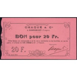 88 - Pirot 40v - Cornimont - 20 francs - Série T 447 - 05/08/1914 - Etat : SPL