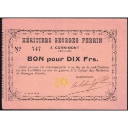 88 - Pirot 48 - Cornimont - 10 francs - Sans série - 04/08/1914 - Etat : TTB