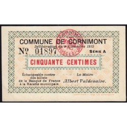 88 - Pirot 11 - Cornimont - 50 centimes - Série A - 08/11/1915 - Etat : SPL+