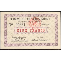 88 - Pirot 15 - Cornimont - 2 francs - Série A - 08/11/1915 - Etat : SPL