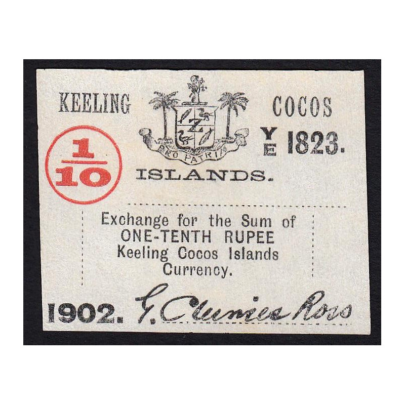 Australie - Keeling Cocos Islands - Pick S 123 - 1/10 roupie - 1902 - Etat : NEUF