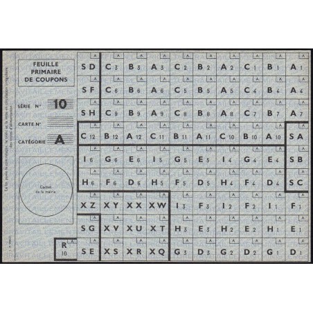 Feuille primaire de coupons - Série 10 - Catégorie A - Sans date (1963) - Etat : SPL+