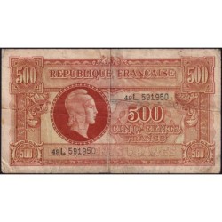 VF 11-01 - 500 francs - Marianne - 1945 - Série 49L - Etat : TB-