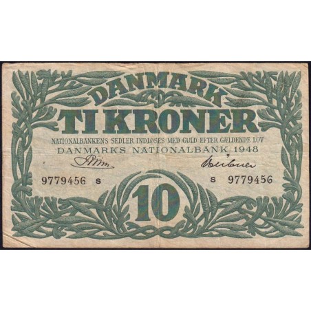 Danemark - Pick 37k_1 - 10 kroner - Série s - 1948 - Etat : TB+