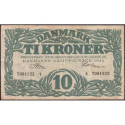 Danemark - Pick 37k_3 - 10 kroner - Série t - 1948 - Etat : TB+