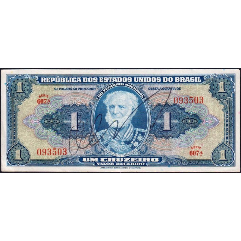 Brésil - Pick 132a - 1 cruzeiro - Série 607 - Sans estampa - 1944 - Etat : SPL+