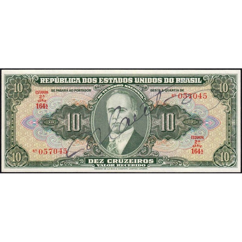 Brésil - Pick 143 - 10 cruzeiros - Série 164 - Estampa 2 - 1950 - Etat : NEUF