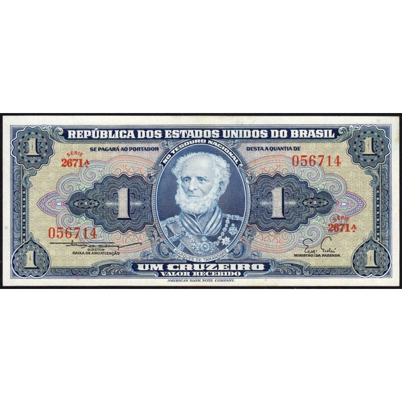 Brésil - Pick 150b - 1 cruzeiro - Série 2671 - Sans estampa - 1955 - Etat : SPL+