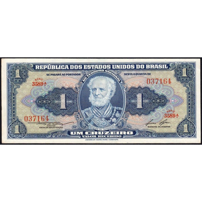 Brésil - Pick 150d - 1 cruzeiro - Série 3589 - Sans estampa - 1958 - Etat : SUP