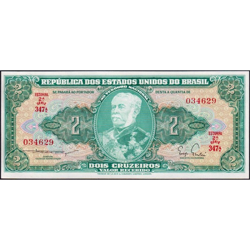 Brésil - Pick 157Aa - 2 cruzeiros - Série 347 - Estampa 2 - 1956 - Etat : NEUF