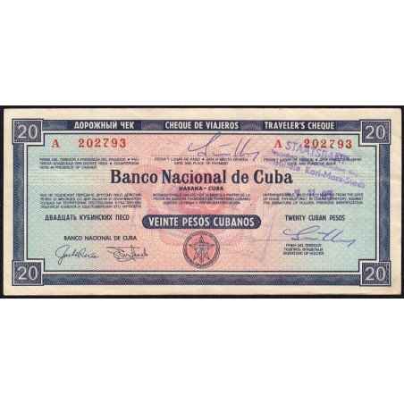 Cuba - Chèque de voyage - Banco Nacional de Cuba - 20 pesos - 1983 - Etat : TTB