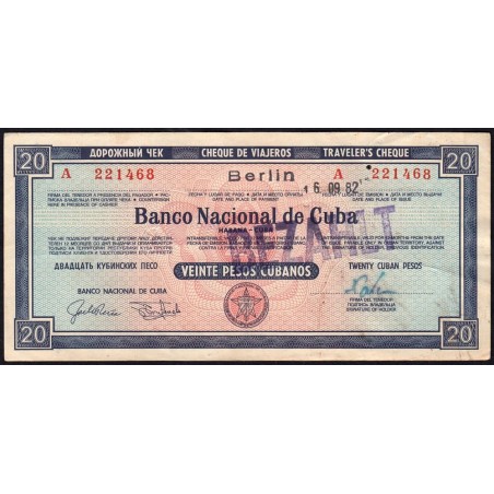 Cuba - Chèque de voyage - Banco Nacional de Cuba - 20 pesos - 1983 - Etat : TTB