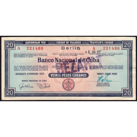 Cuba - Chèque de voyage - Banco Nacional de Cuba - 20 pesos - 1983 - Etat : TTB