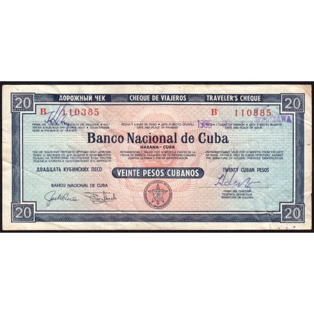 Cuba - Chèque de voyage - Banco Nacional de Cuba - 20 pesos - 1986 - Etat : TB