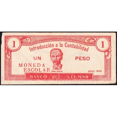 Cuba - Billet scolaire - Banco del Alumno - 1 peso - 1940 - Etat : TTB-