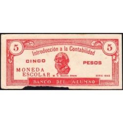 Cuba - Billet scolaire - Banco del Alumno - 5 pesos - 1940 - Etat : TB-
