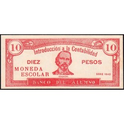 Cuba - Billet scolaire - Banco del Alumno - 10 pesos - 1940 - Etat : TTB+
