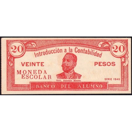 Cuba - Billet scolaire - Banco del Alumno - 20 pesos - 1940 - Etat : SUP+