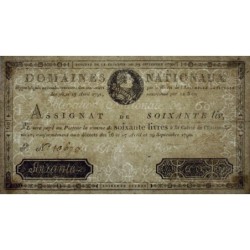 Assignat 05a - 60 livres - 29 septembre 1790 - Série G - Etat : TTB+ à SUP