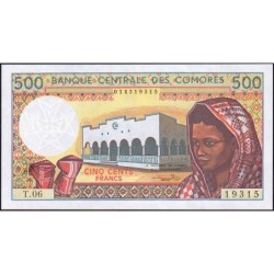 Comores - Pick 10b_3 - 500 francs - Série T.06 - 1997 - Etat : NEUF
