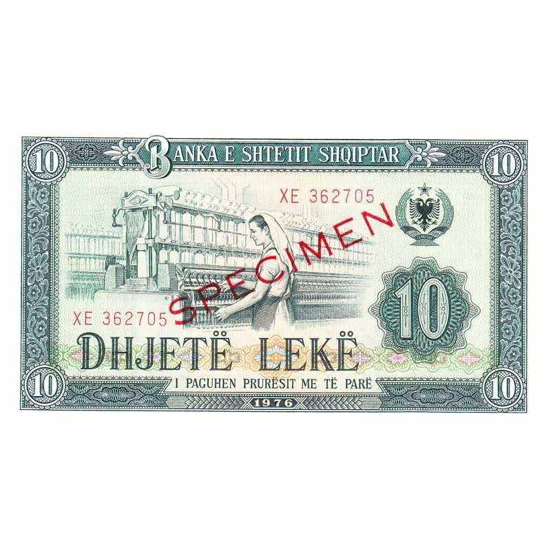 Albanie - Pick 43s_2 - 10 lekë - Série XE - 1976 - Spécimen - Etat : NEUF