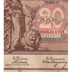 Belgique - Pick 62a - 20 francs - 20/11/1896 - Etat : TB+