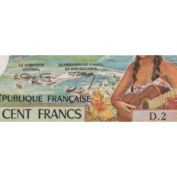 Nouvelle-Calédonie - Nouméa - Pick 63a - 100 francs - Série D.2 - 1971 - Etat : TTB+ à SUP