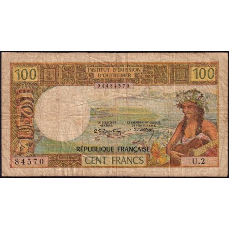 Nouvelle-Calédonie - Nouméa - Pick 63b - 100 francs - Série U.2 - 1972 - Etat : B+