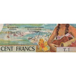 Tahiti - Papeete - Pick 23 - 100 francs - Série T.1 - 1969 - Etat : TB+