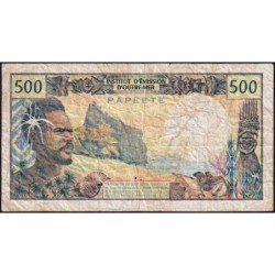 Tahiti - Papeete - Pick 25a - 500 francs - Série J.1 - 1970 - Etat : B