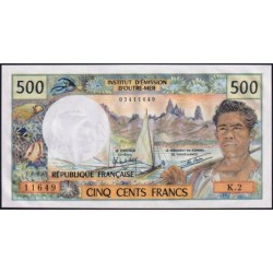 Tahiti - Papeete - Pick 25b_2 - 500 francs - Série K.2 - 1982 - Etat : NEUF