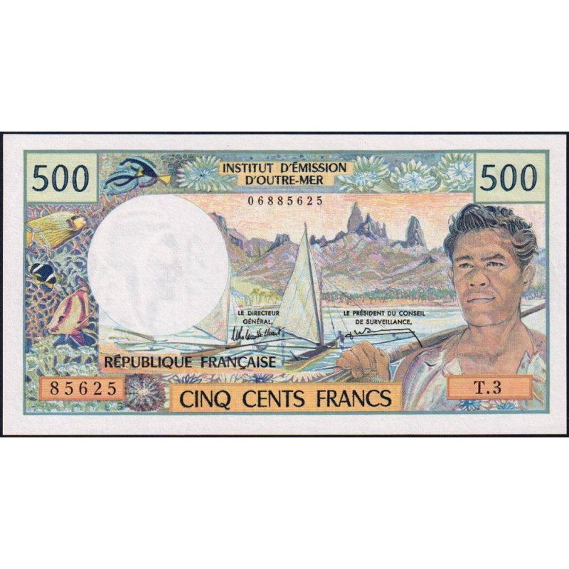 Tahiti - Papeete - Pick 25d - 500 francs - Série T.3 - 1985 - Etat : pr.NEUF