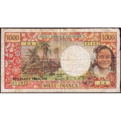 Tahiti - Papeete - Pick 27c - 1'000 francs - Série U.4 - 1983 - Etat : B