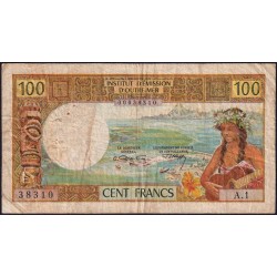 Tahiti - Papeete - Pick 23 - 100 francs - Série A.1 - 1969 - Etat : B+