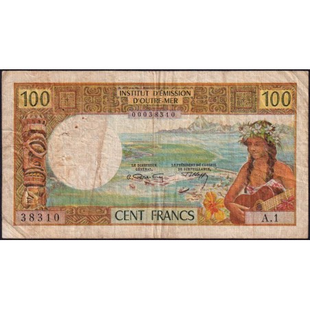 Tahiti - Papeete - Pick 23 - 100 francs - Série A.1 - 1969 - Etat : B+