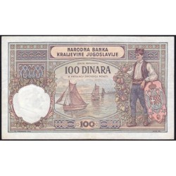 Yougoslavie - Monténégro - Pick R 13b - 100 dinara - Série Л.1396 - 01/12/1929 (1941) - Etat : TTB+