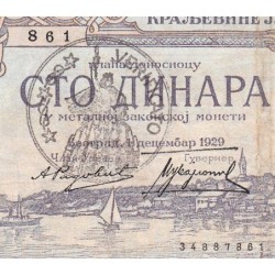 Yougoslavie - Monténégro - Pick R 13b - 100 dinara - Série Л.1396 - 01/12/1929 (1941) - Etat : TTB+