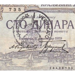 Yougoslavie - Monténégro - Pick R 13b - 100 dinara - Série Ф.1540 - 01/12/1929 (1941) - Etat : TTB+