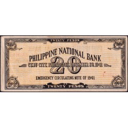 Philippines - Cebu - Pick S 218a - 20 pesos - Sans lettre de série - 29/12/1941 - Etat : TTB